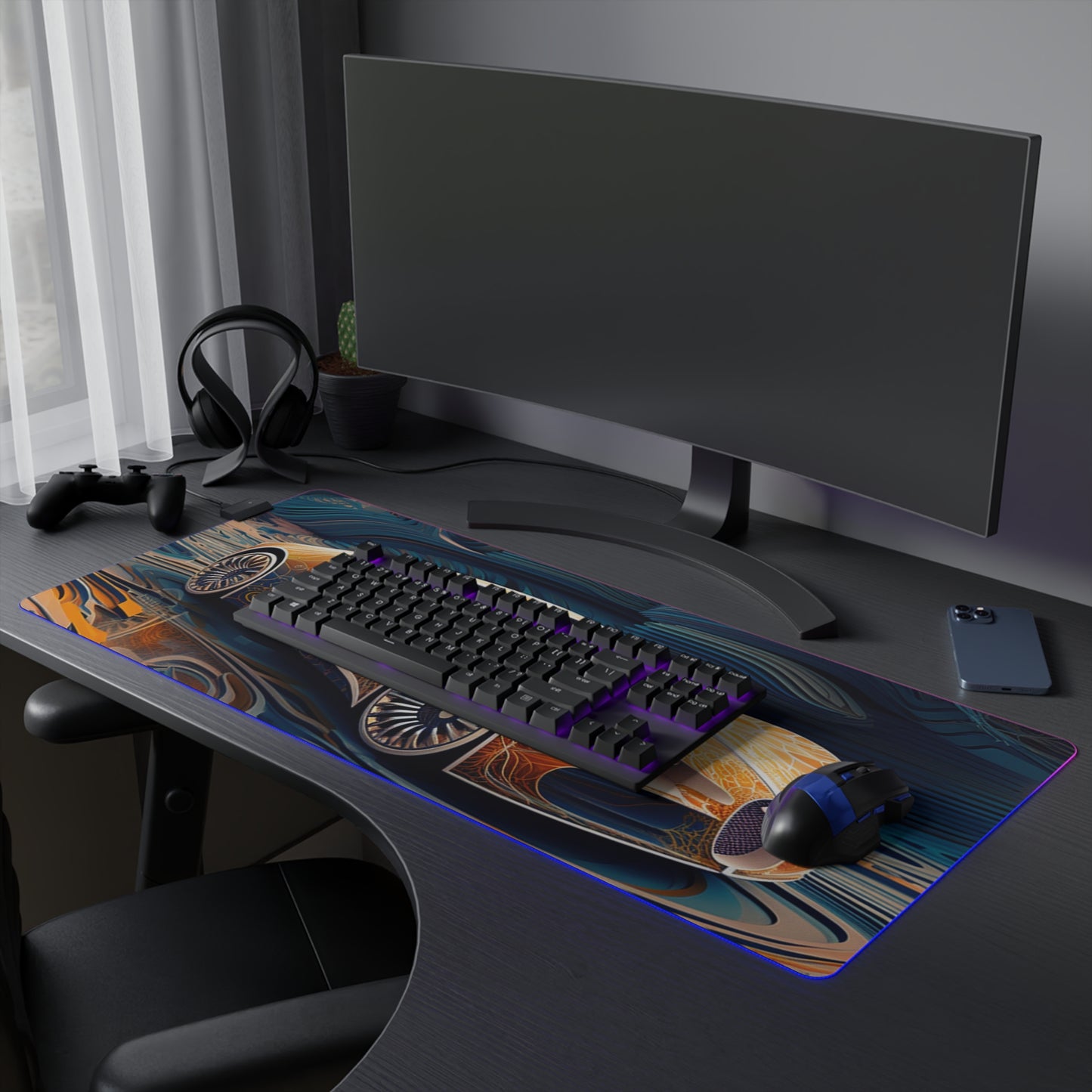 LED Gaming Mouse Pad Bugatti Abstract Flair 1