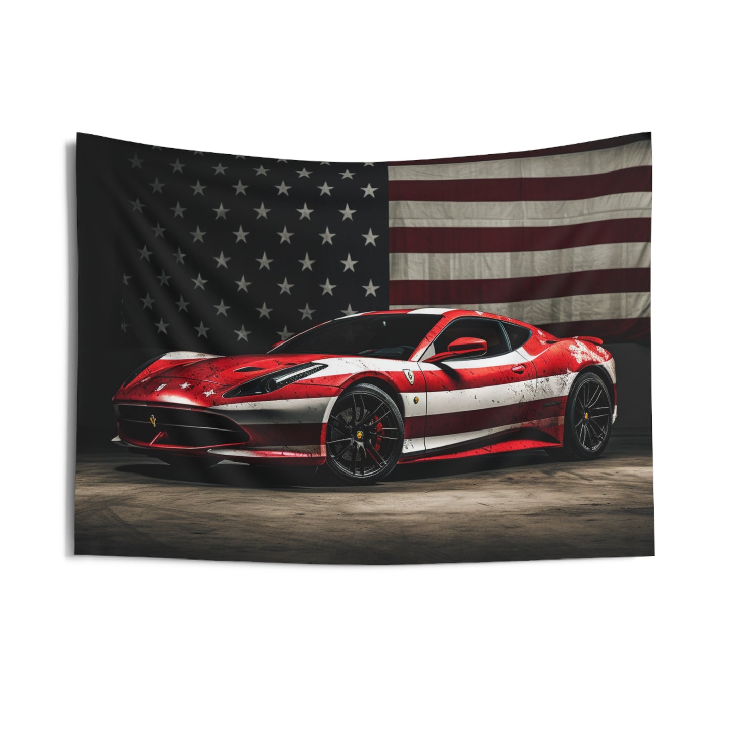 Indoor Wall Tapestries American Flag Background Ferrari 1