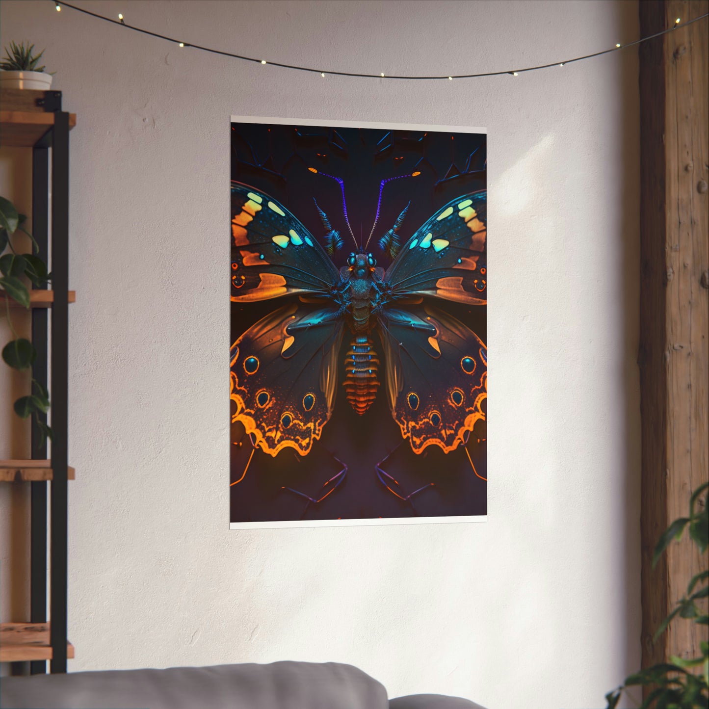 Premium Matte Vertical Posters Neon Hue Butterfly 2