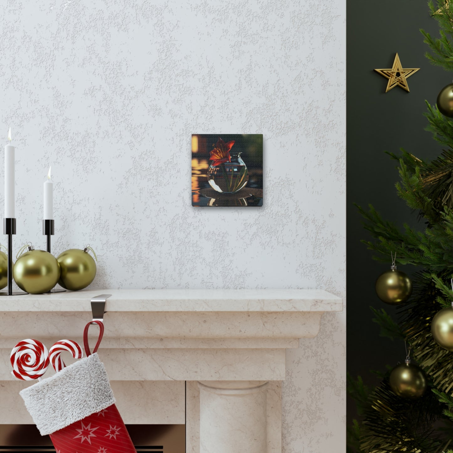 Canvas Gallery Wraps Red Lily in a Glass vase 2