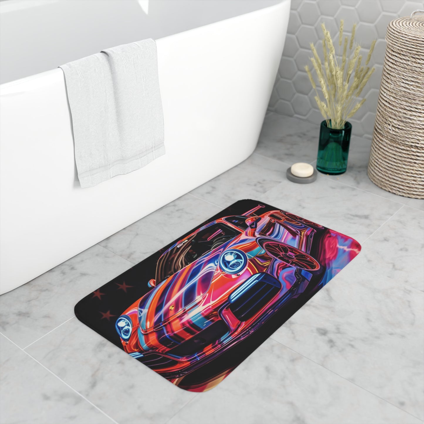 Memory Foam Bath Mat Macro American Flag Porsche 4