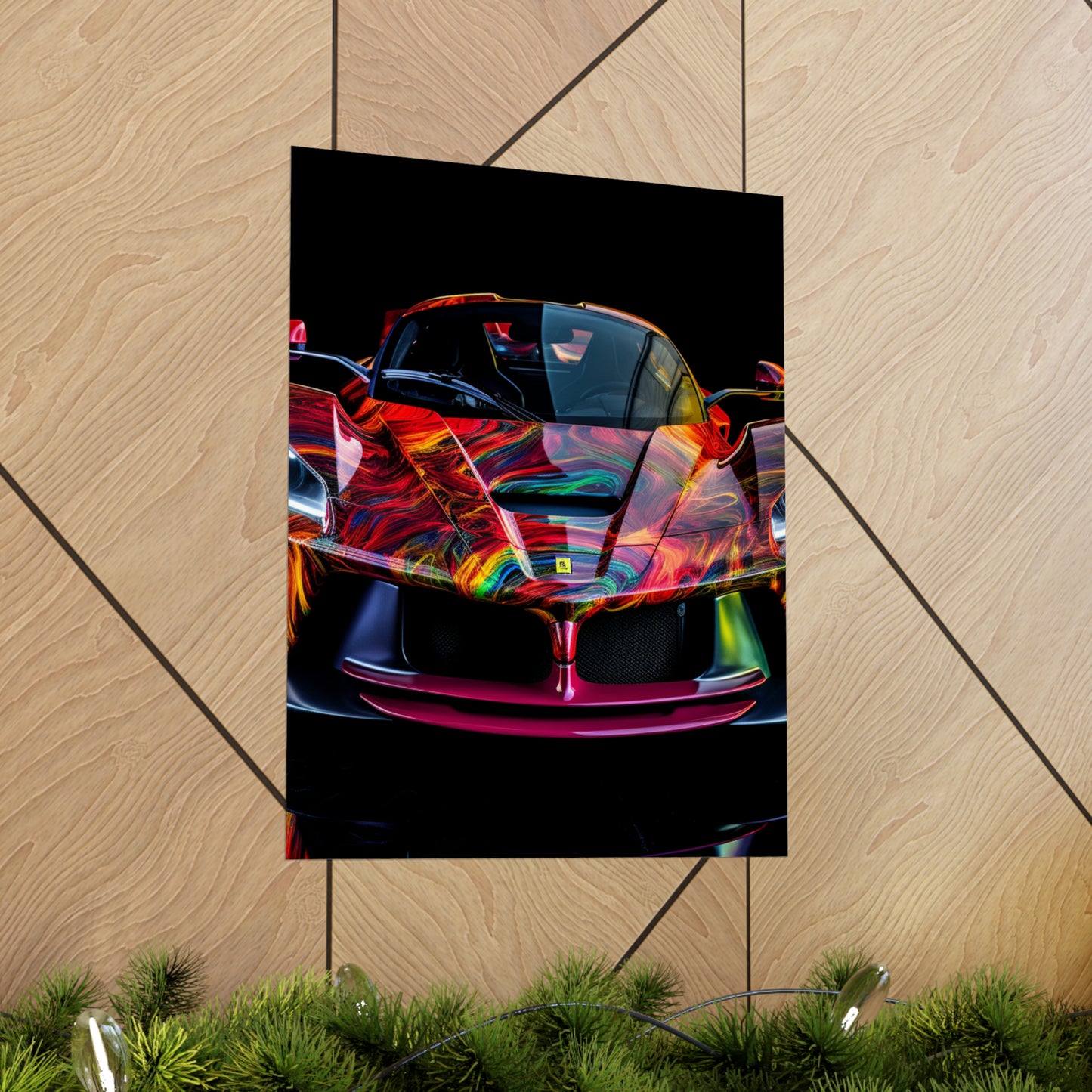 Premium Matte Vertical Posters Ferrari Neon 3