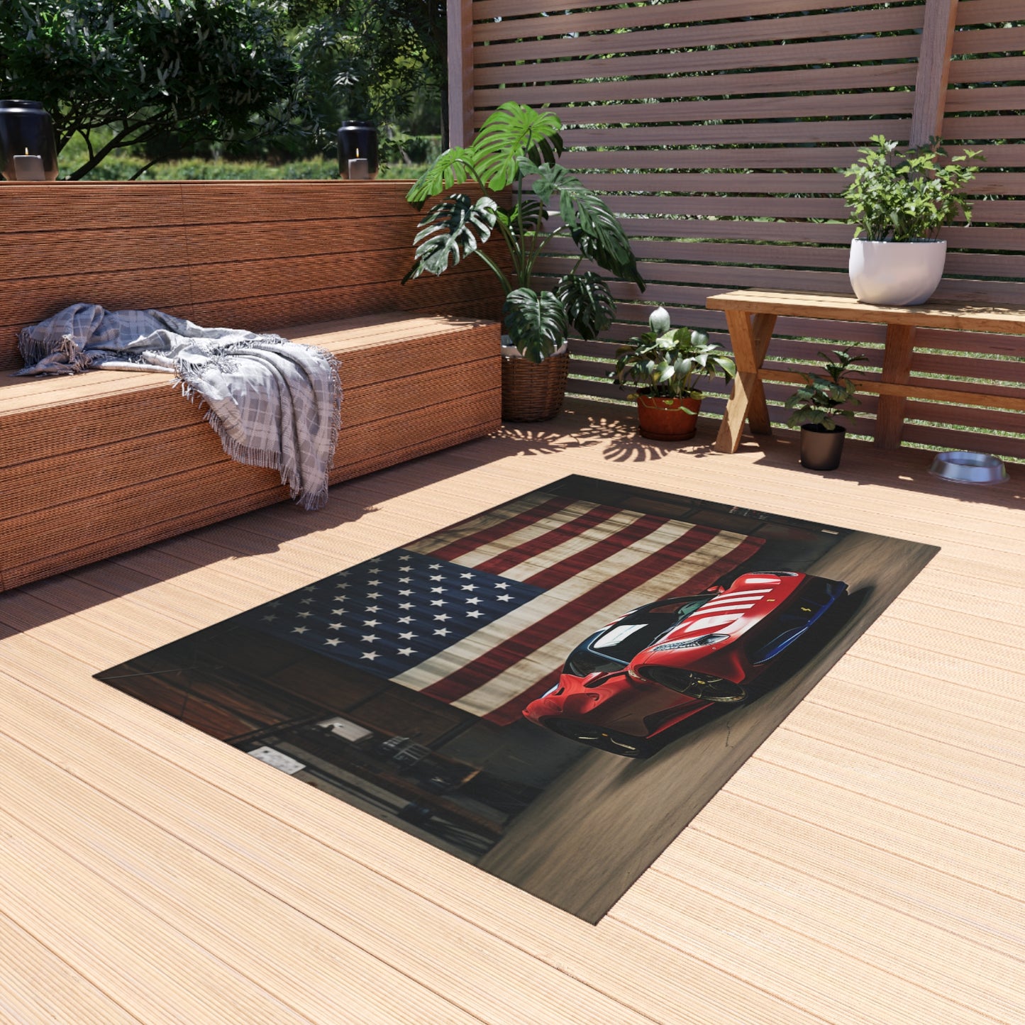 Outdoor Rug  American Flag Farrari 4