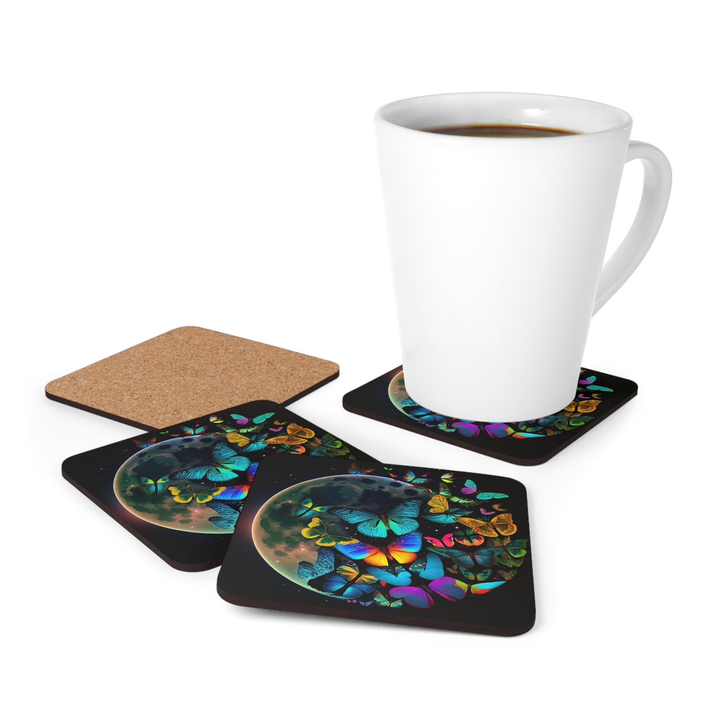 Corkwood Coaster Set Moon Butterfly 2