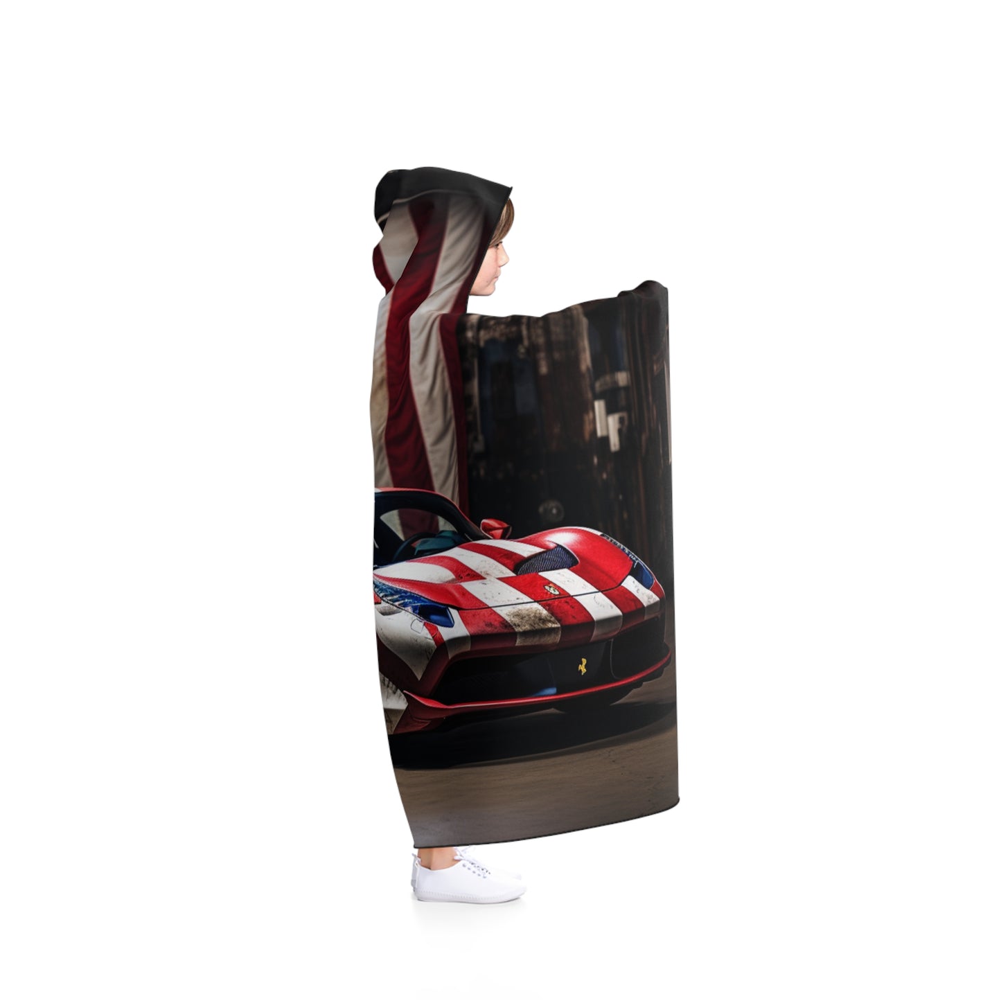 Hooded Blanket American Flag Farrari 2