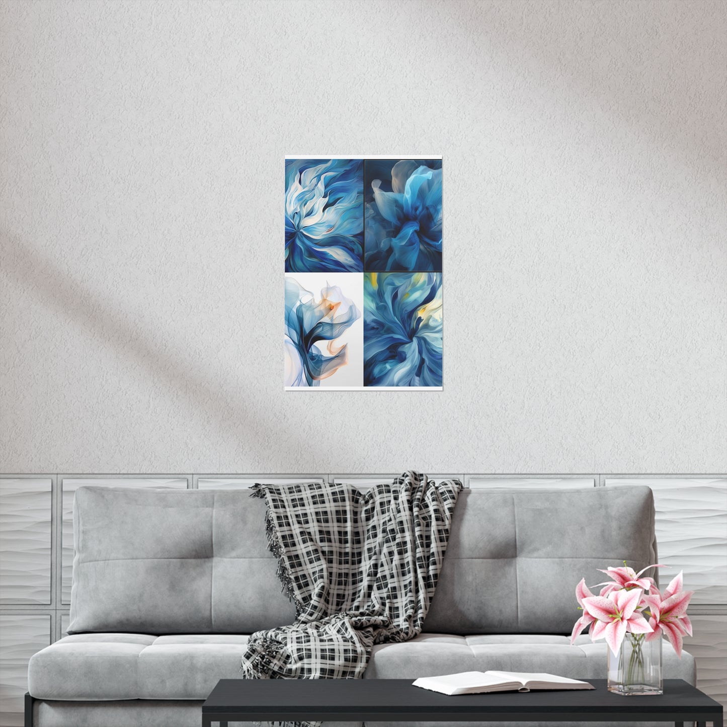 Premium Matte Vertical Posters Blue Tluip Abstract 5