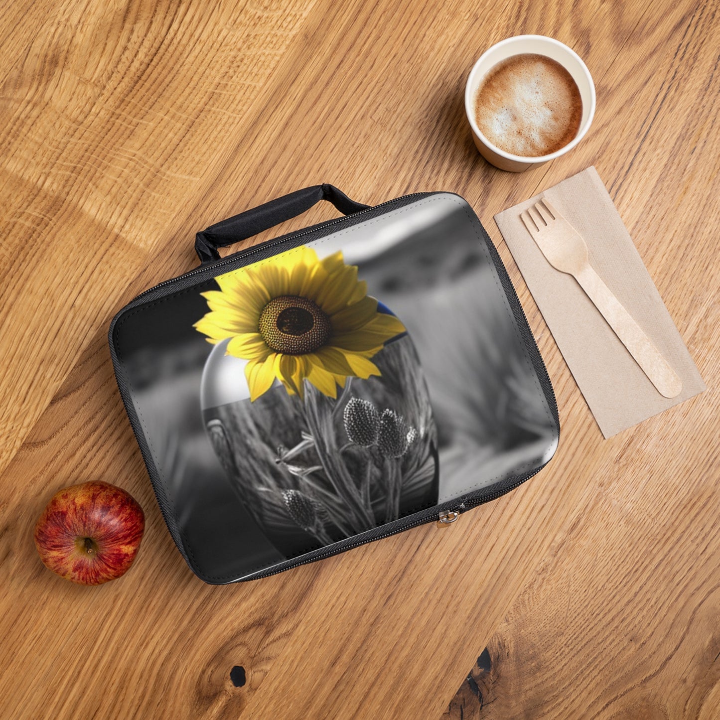 Lunch Bag Yellw Sunflower in a vase 3