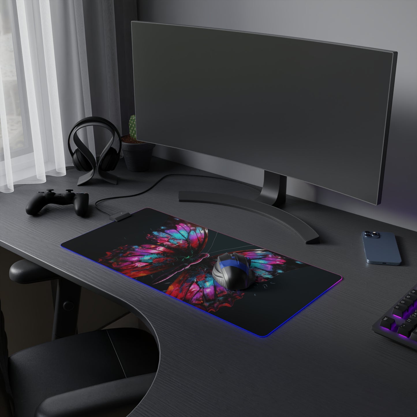 LED Gaming Mouse Pad Hyper Colorful Butterfly Macro 3