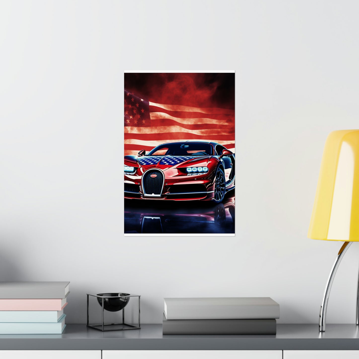 Premium Matte Vertical Posters Abstract American Flag Background Bugatti 3