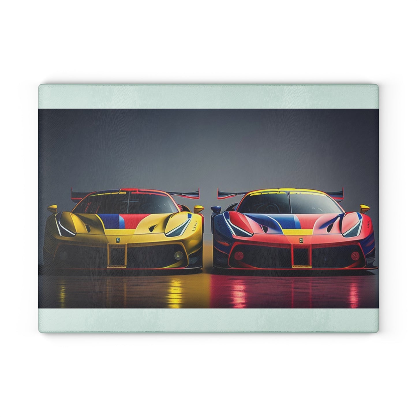 Glass Cutting Board Ferrari Red Blue 1