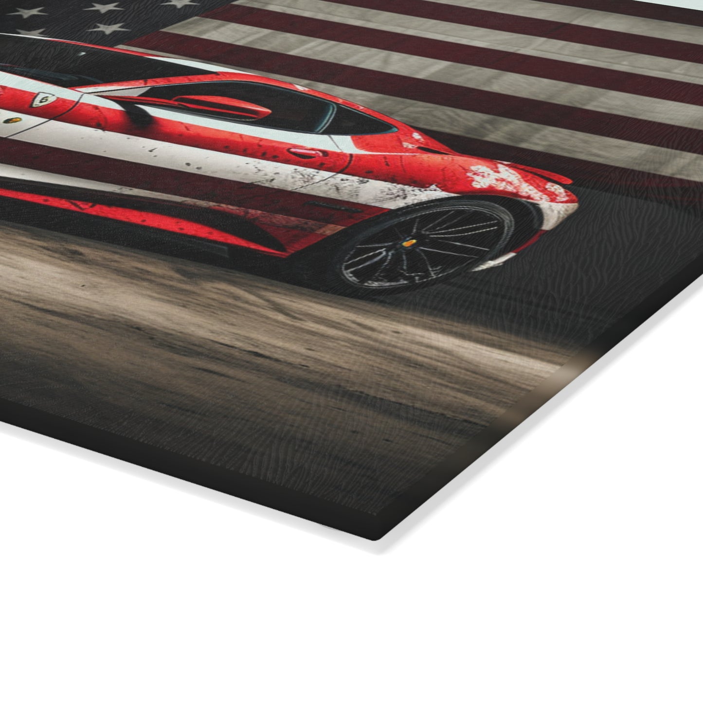 Glass Cutting Board American Flag Background Ferrari 1