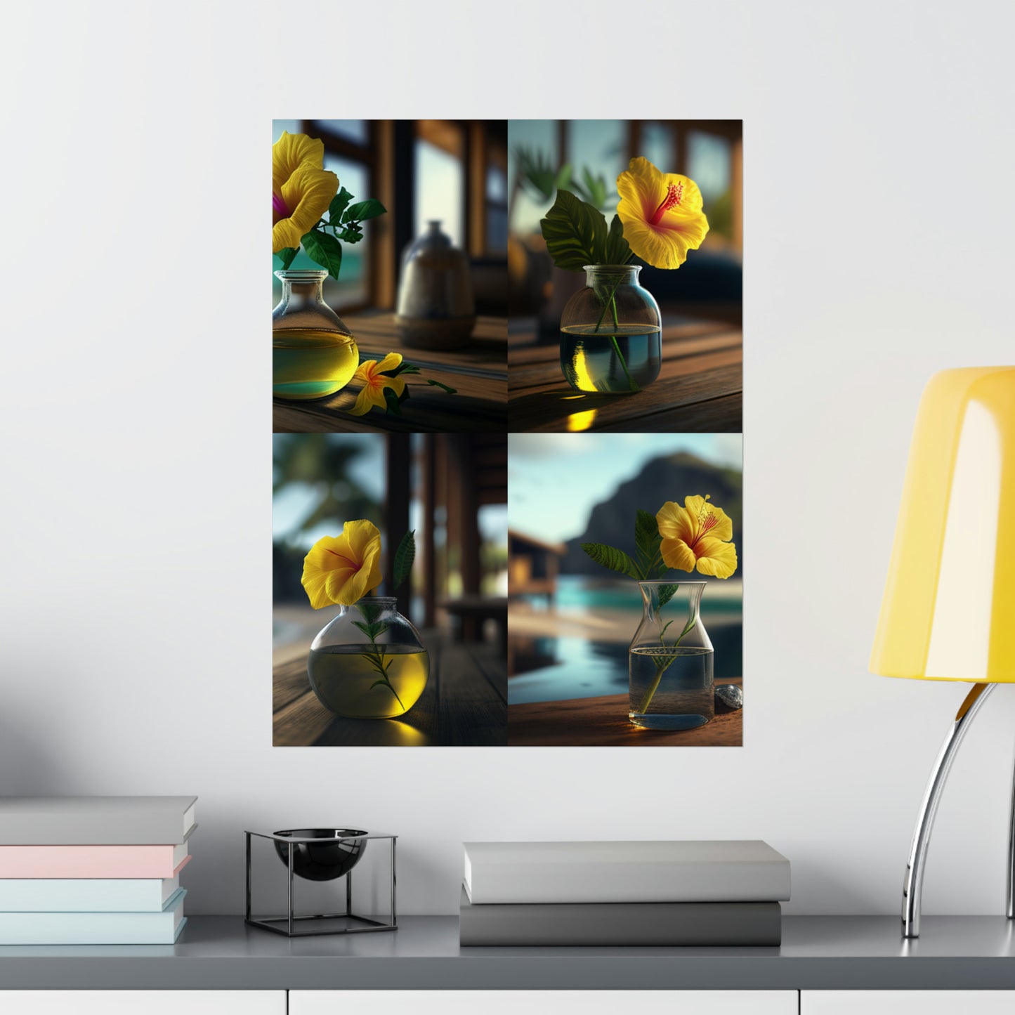 Premium Matte Vertical Posters Yellow Hibiscus Wood 5