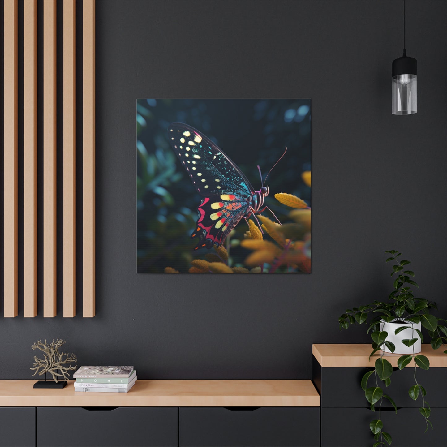 Canvas Gallery Wraps Hyper Colorful Butterfly Macro 2