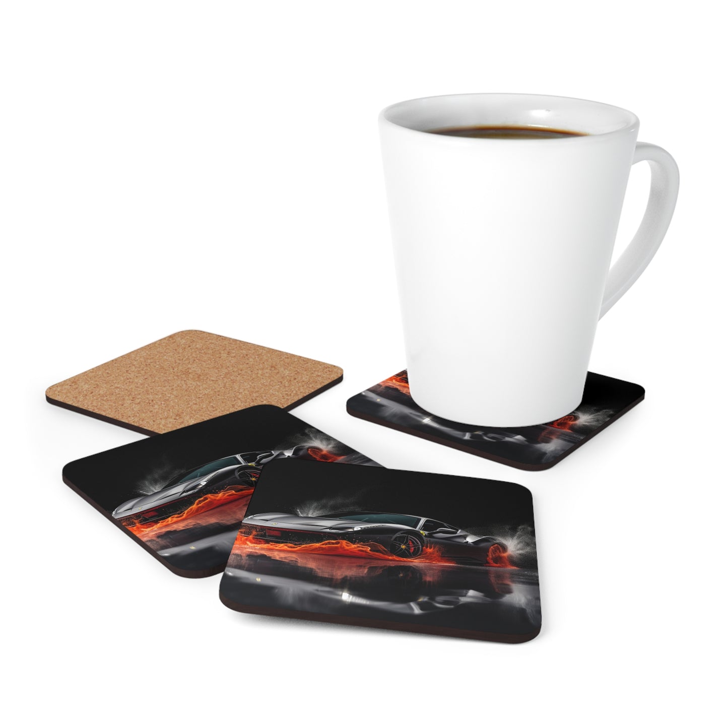 Corkwood Coaster Set Ferrari Water Splash 3