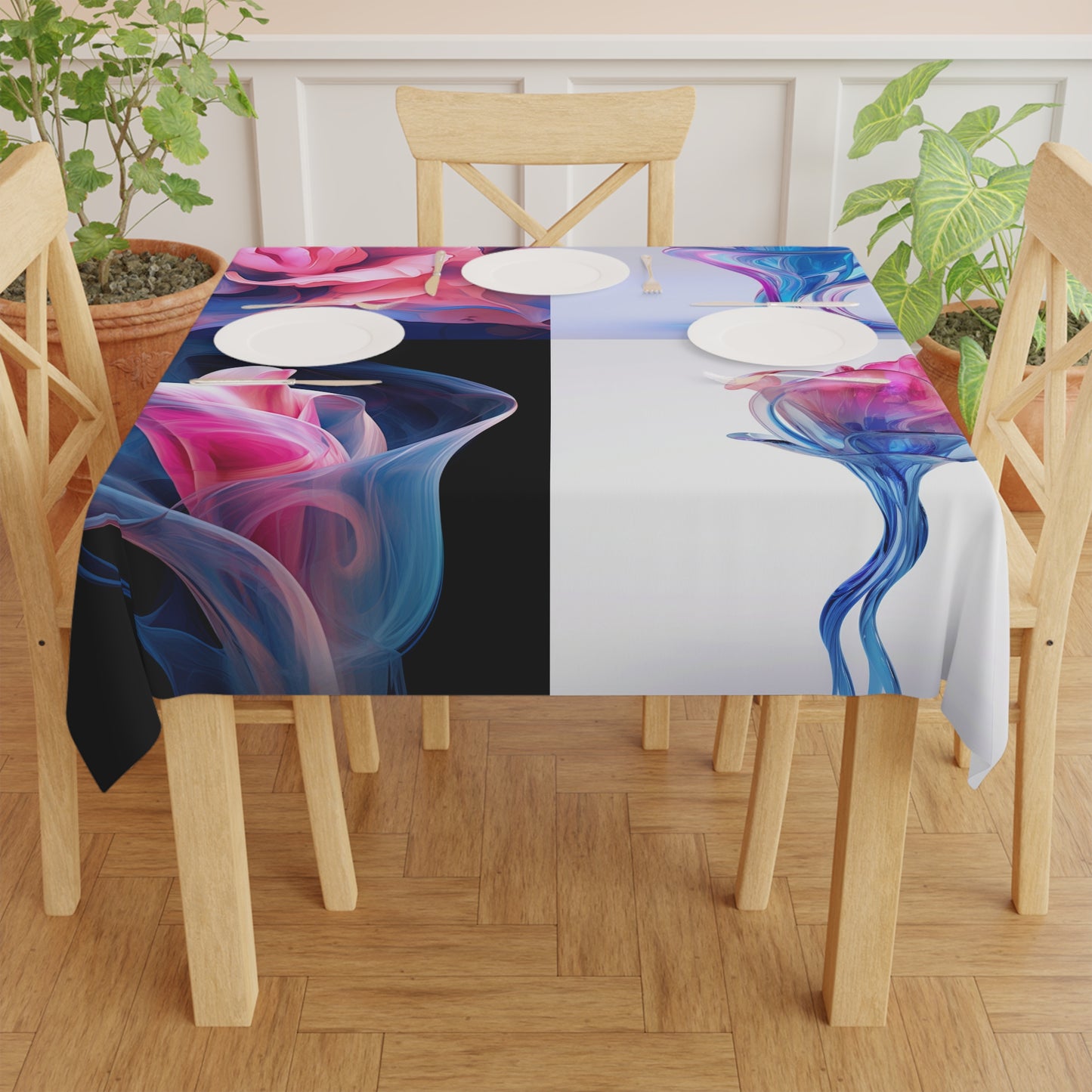 Tablecloth Pink & Blue Tulip Rose 5