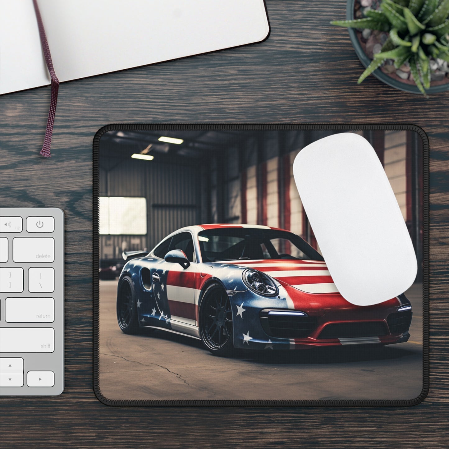 Gaming Mouse Pad  American Flag Porsche 2