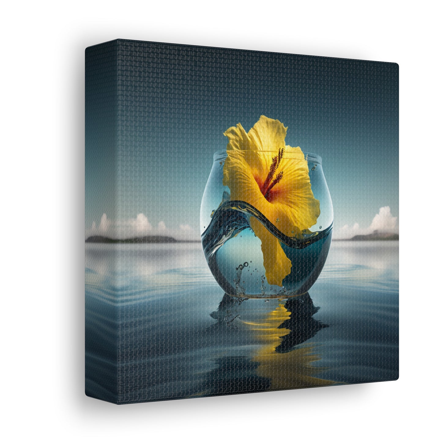 Canvas Gallery Wraps Yellow Hibiscus glass 4