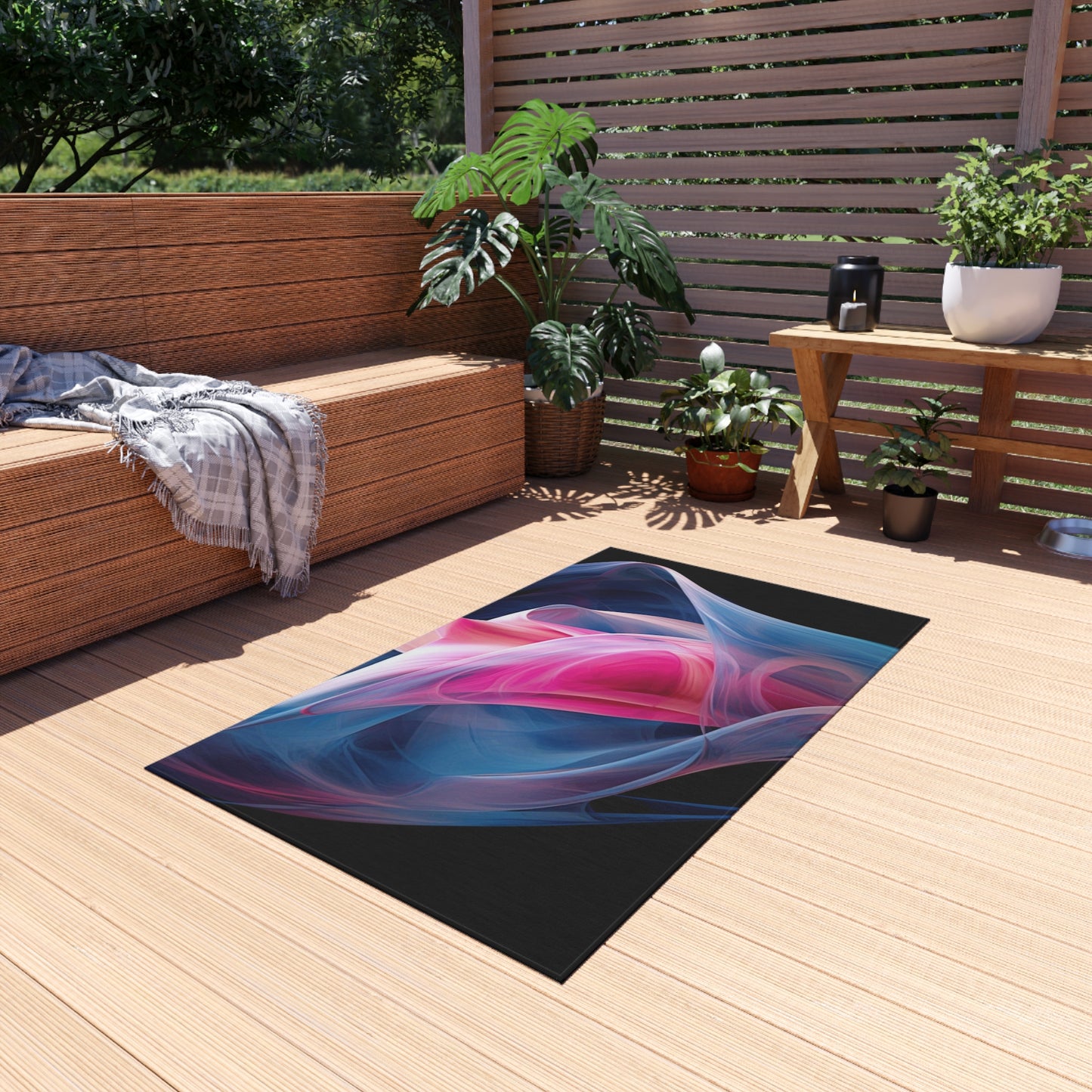 Outdoor Rug  Pink & Blue Tulip Rose 3