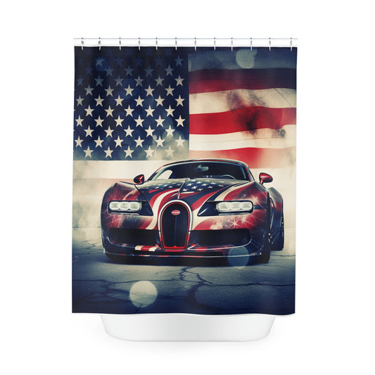 Polyester Shower Curtain Abstract American Flag Background Bugatti 1
