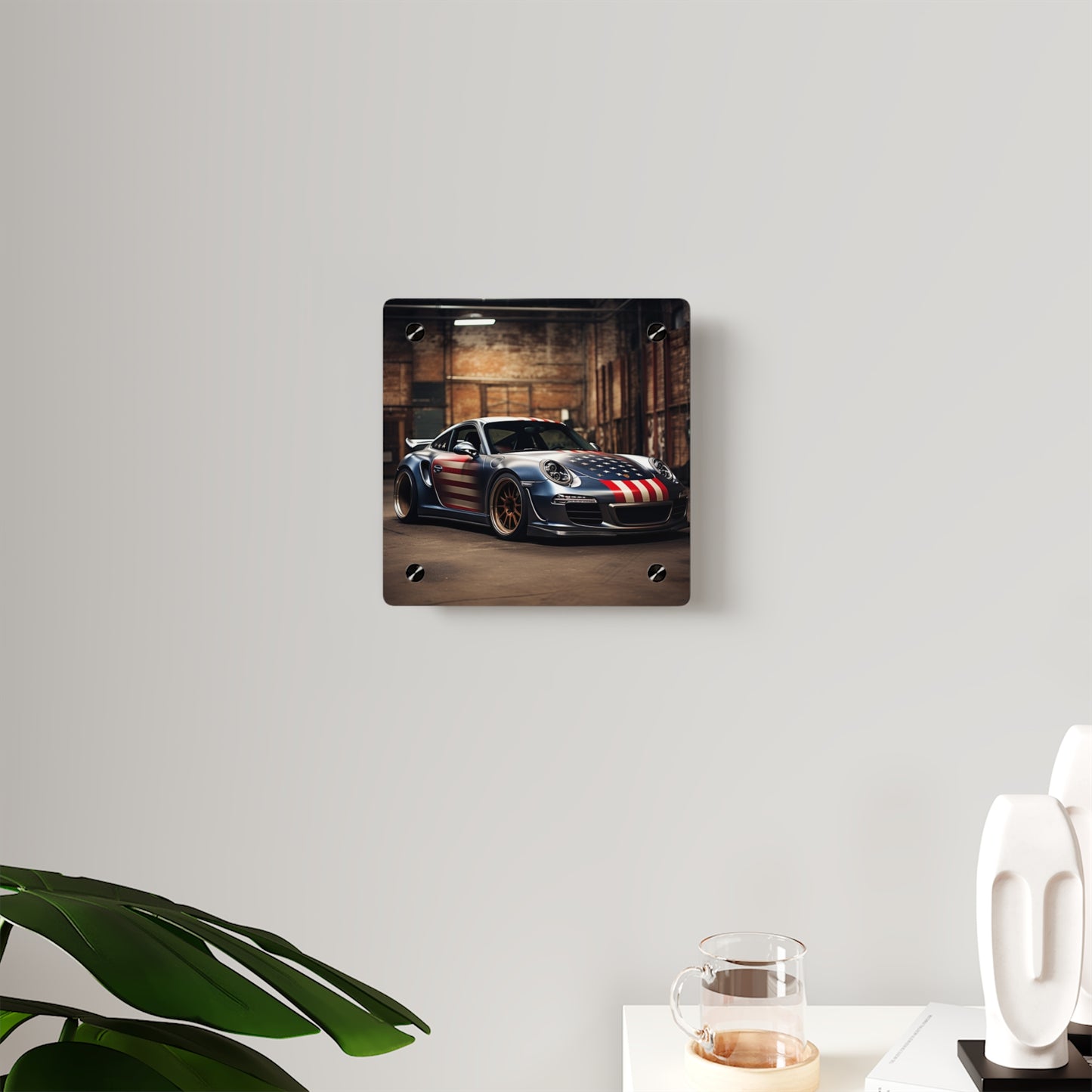 Acrylic Wall Art Panels American Flag Porsche 1