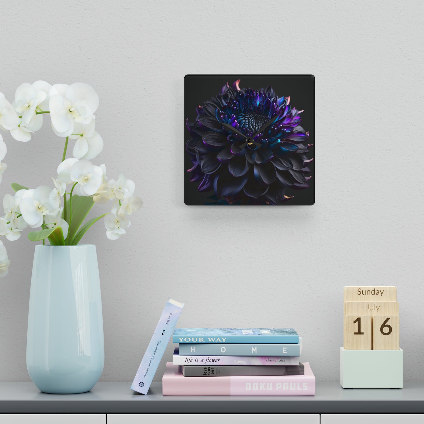 Acrylic Wall Clock Dahlia Purple 2