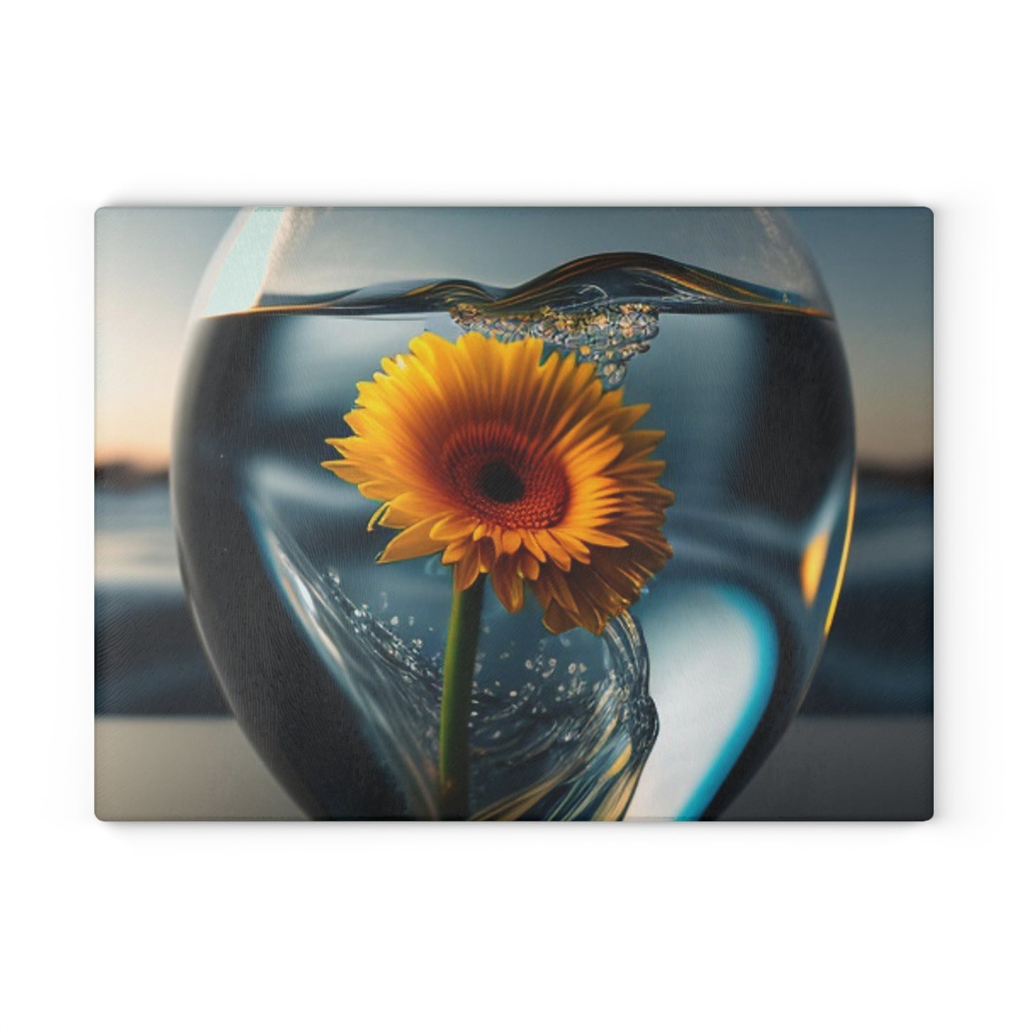 Glass Cutting Board yello Gerbera glass 3