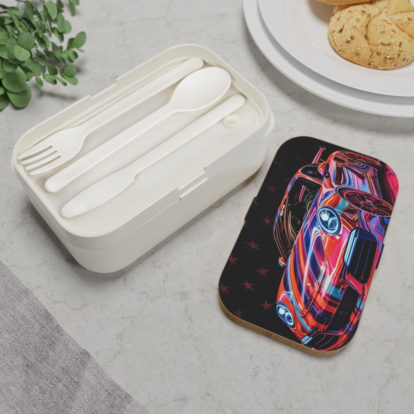 Bento Lunch Box American Flag Colored Porsche 4
