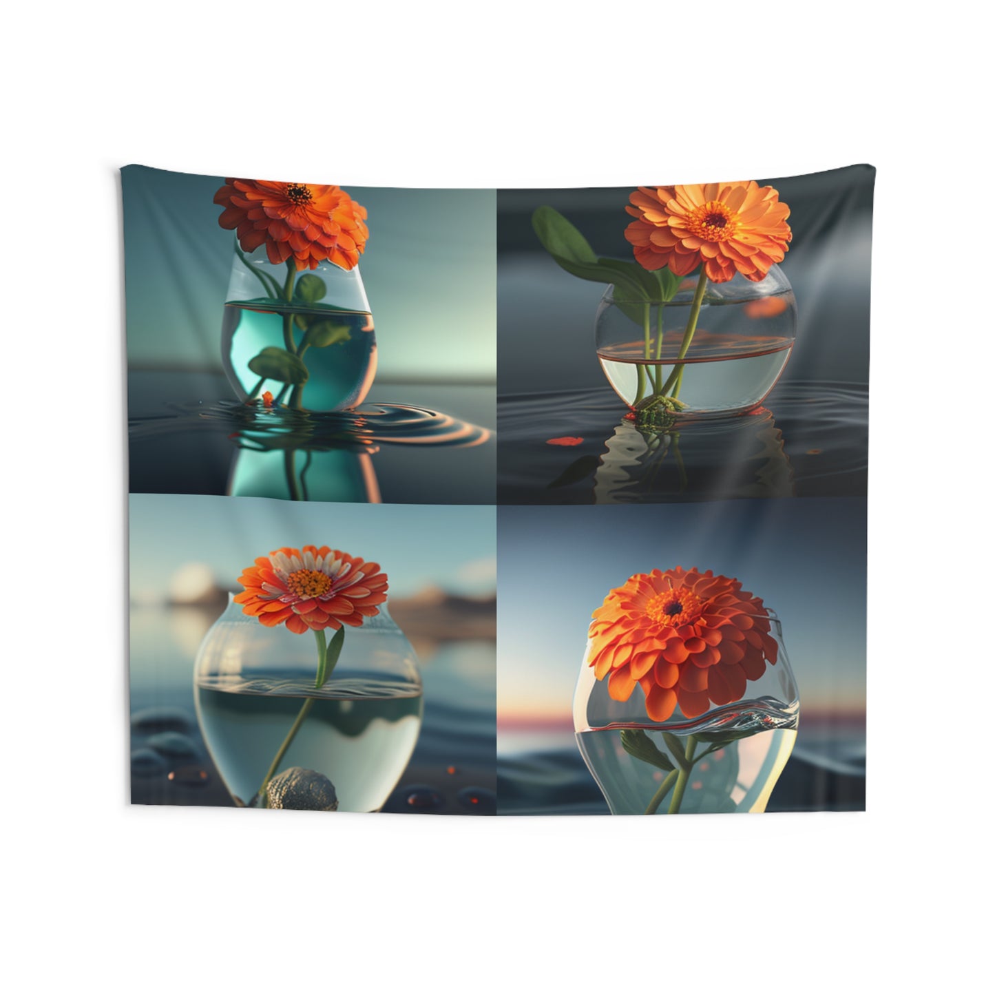 Indoor Wall Tapestries Orange Zinnia 5