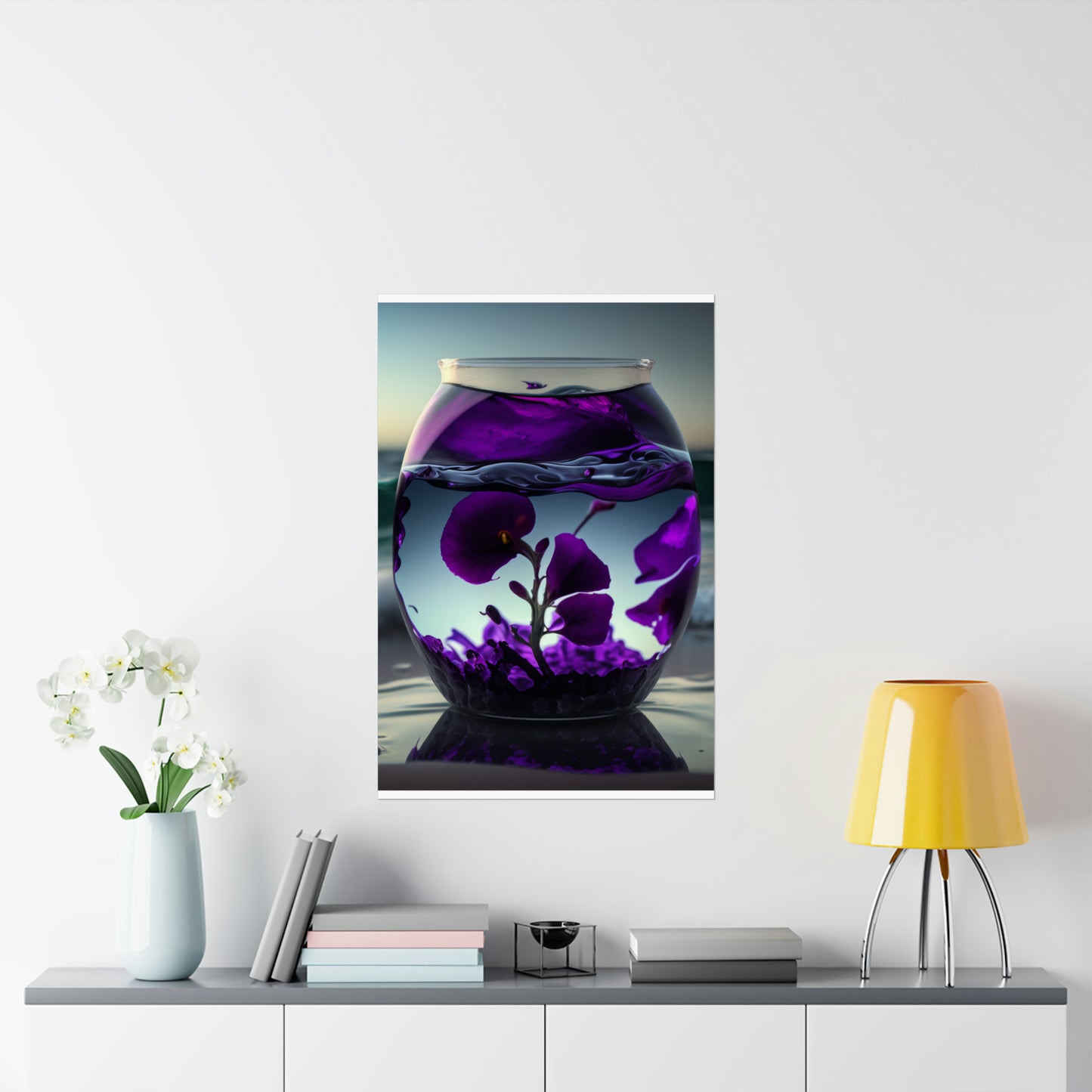 Premium Matte Vertical Posters Purple Sweet pea in a vase 4