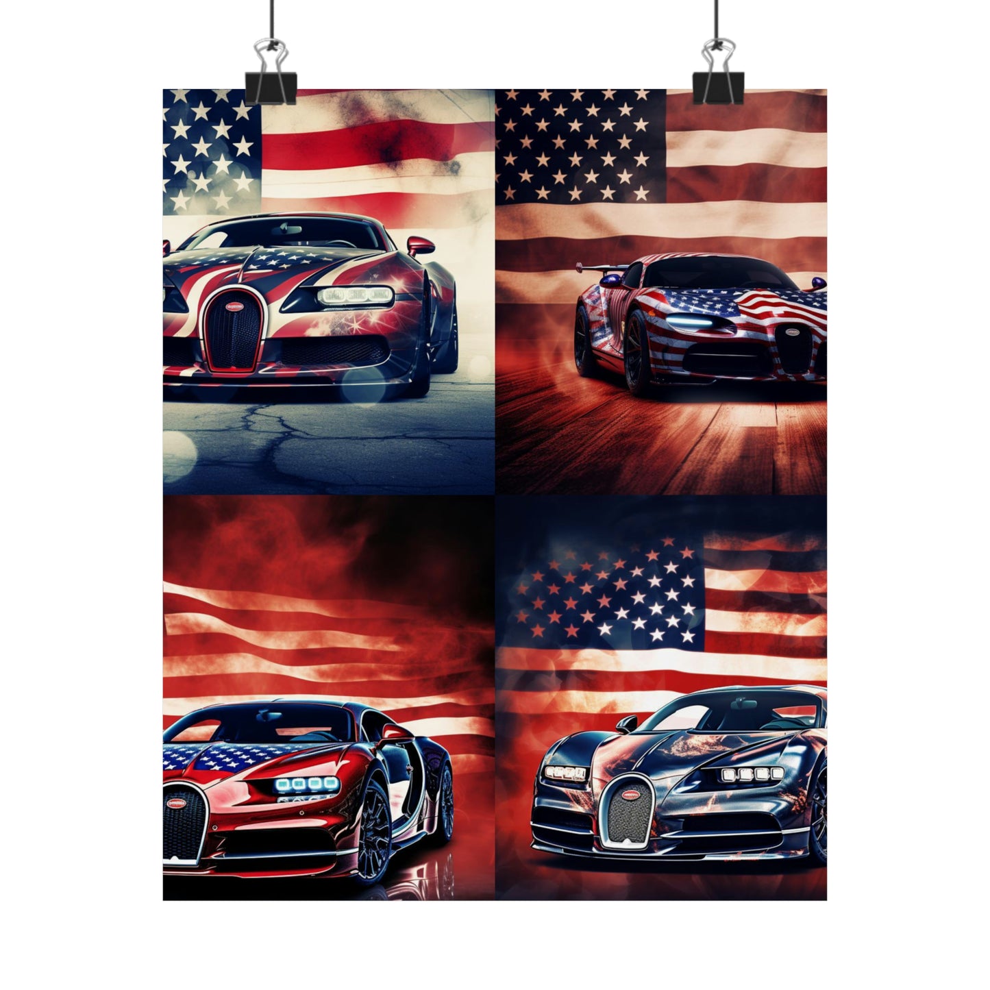 Premium Matte Vertical Posters Abstract American Flag Background Bugatti 5