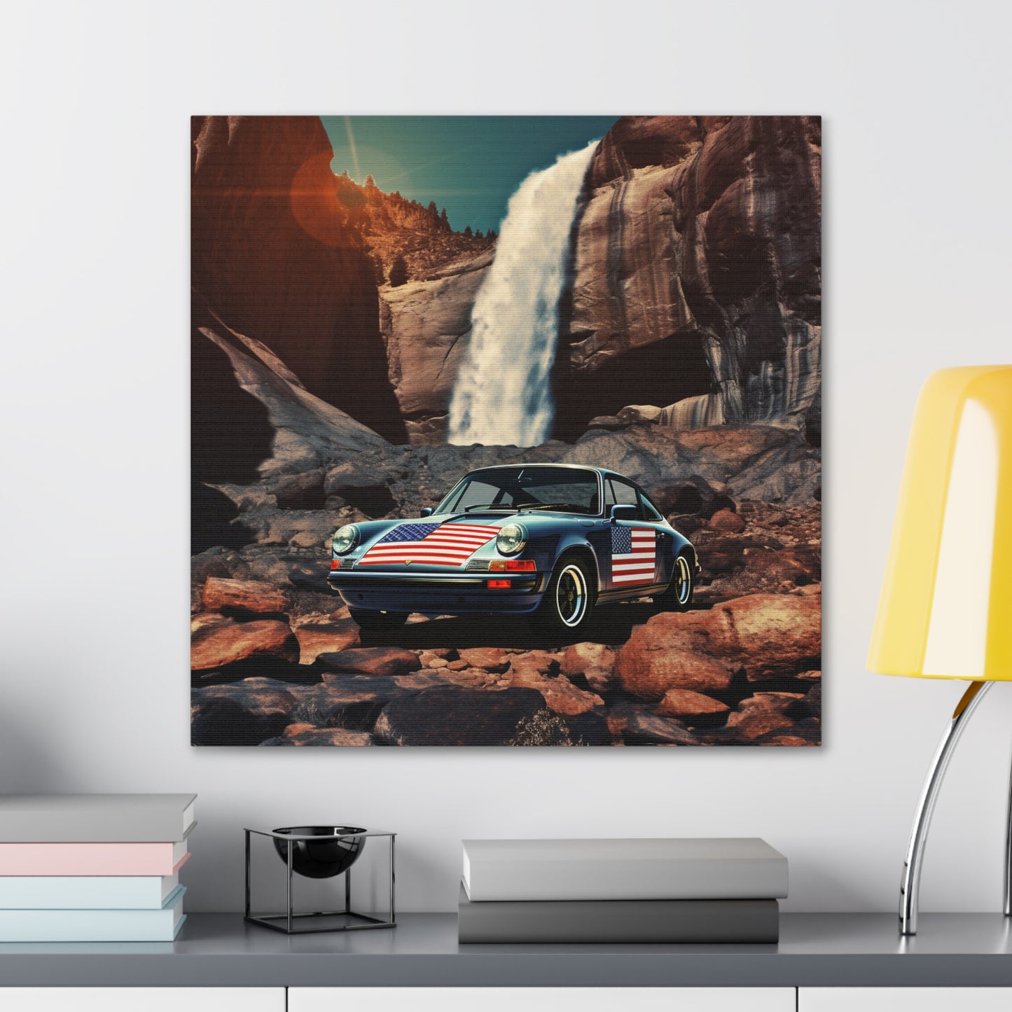 Canvas Gallery Wraps American Flag Porsche Abstract 2