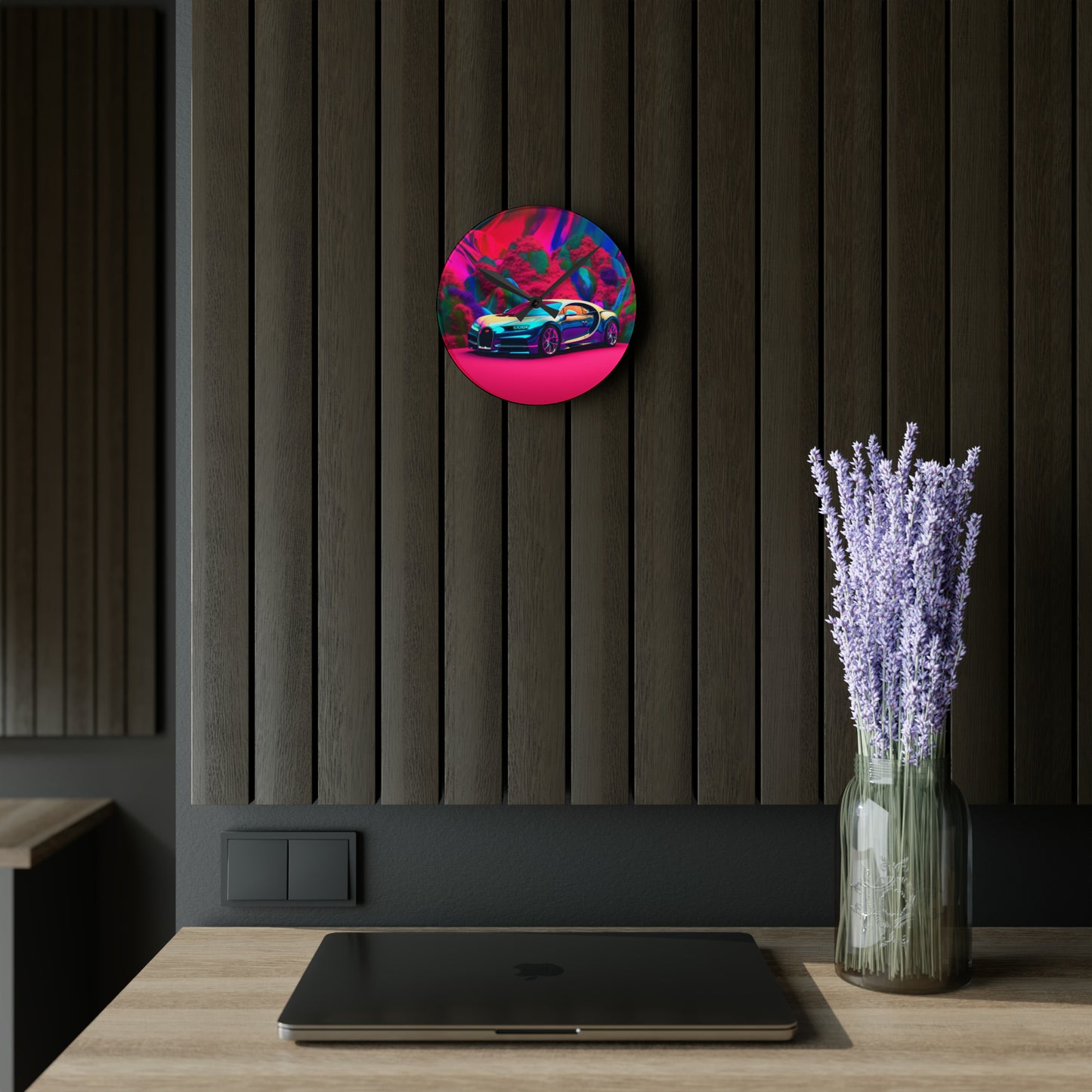 Acrylic Wall Clock Florescent Bugatti Flair 4