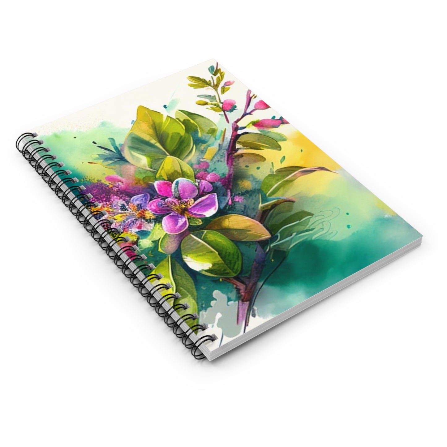 Spiral Notebook - Ruled Line Mother Nature Bright Spring Colors Realistic Watercolor 1