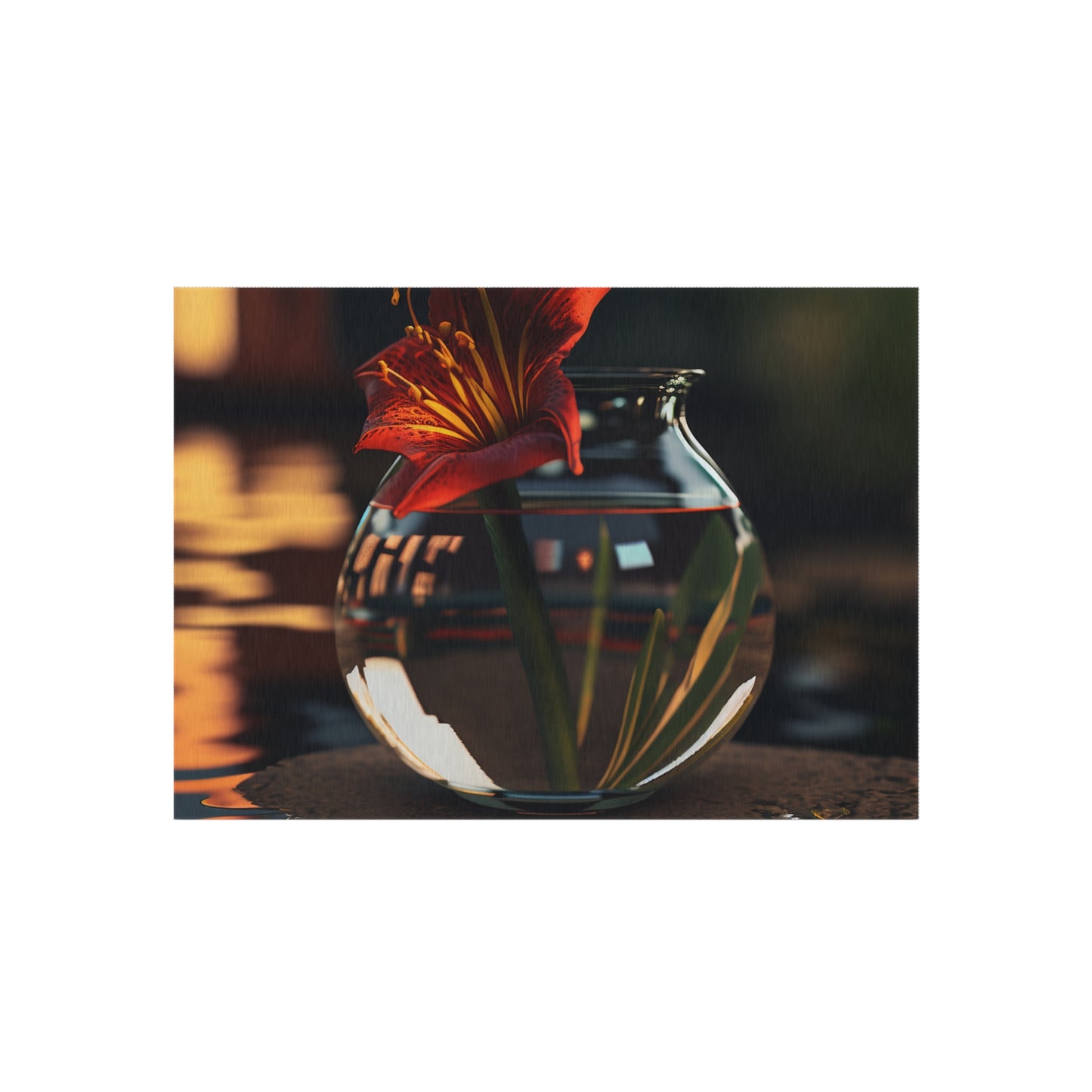 Outdoor Rug  Red Lily in a Glass vase 2