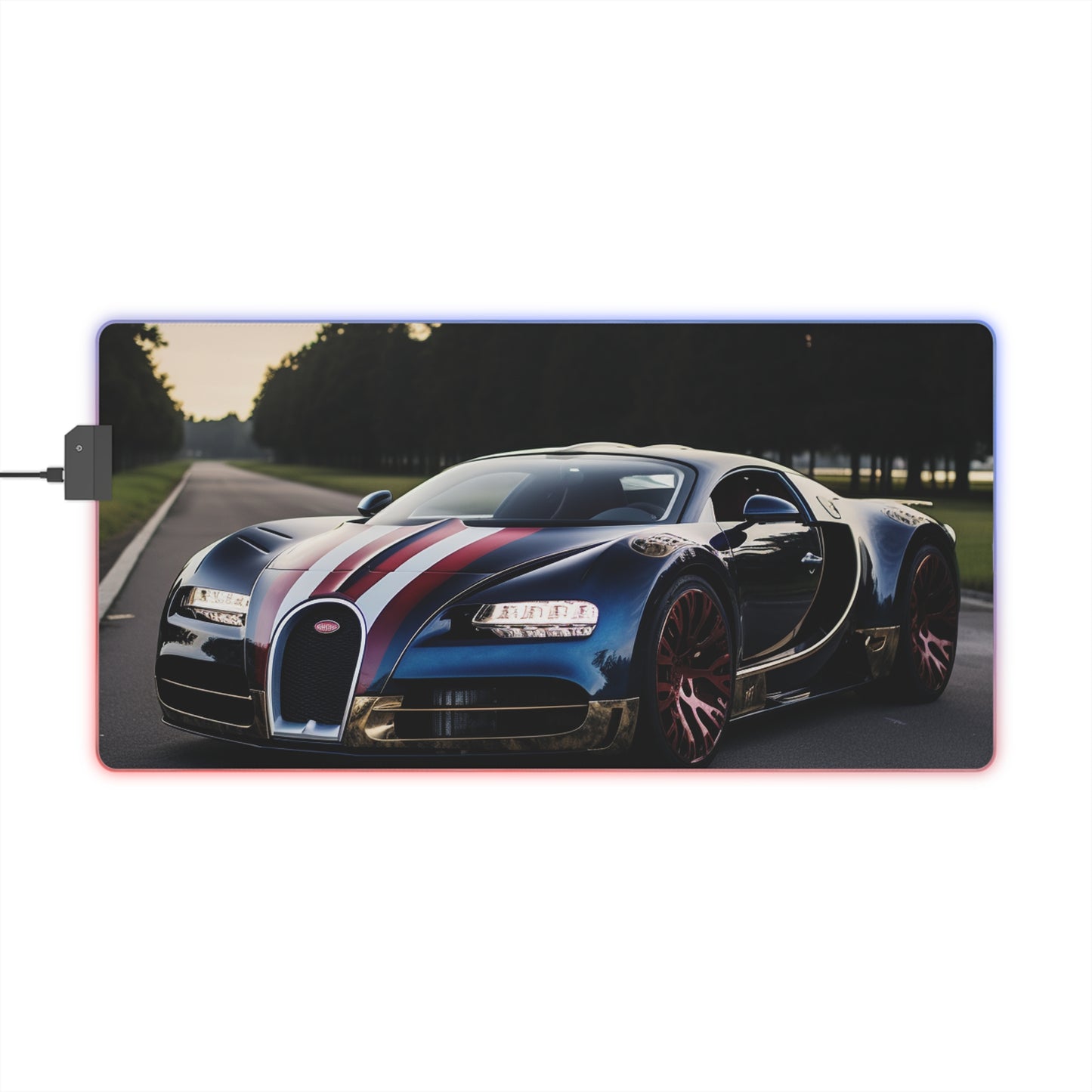 LED Gaming Mouse Pad Bugatti Flag American 1