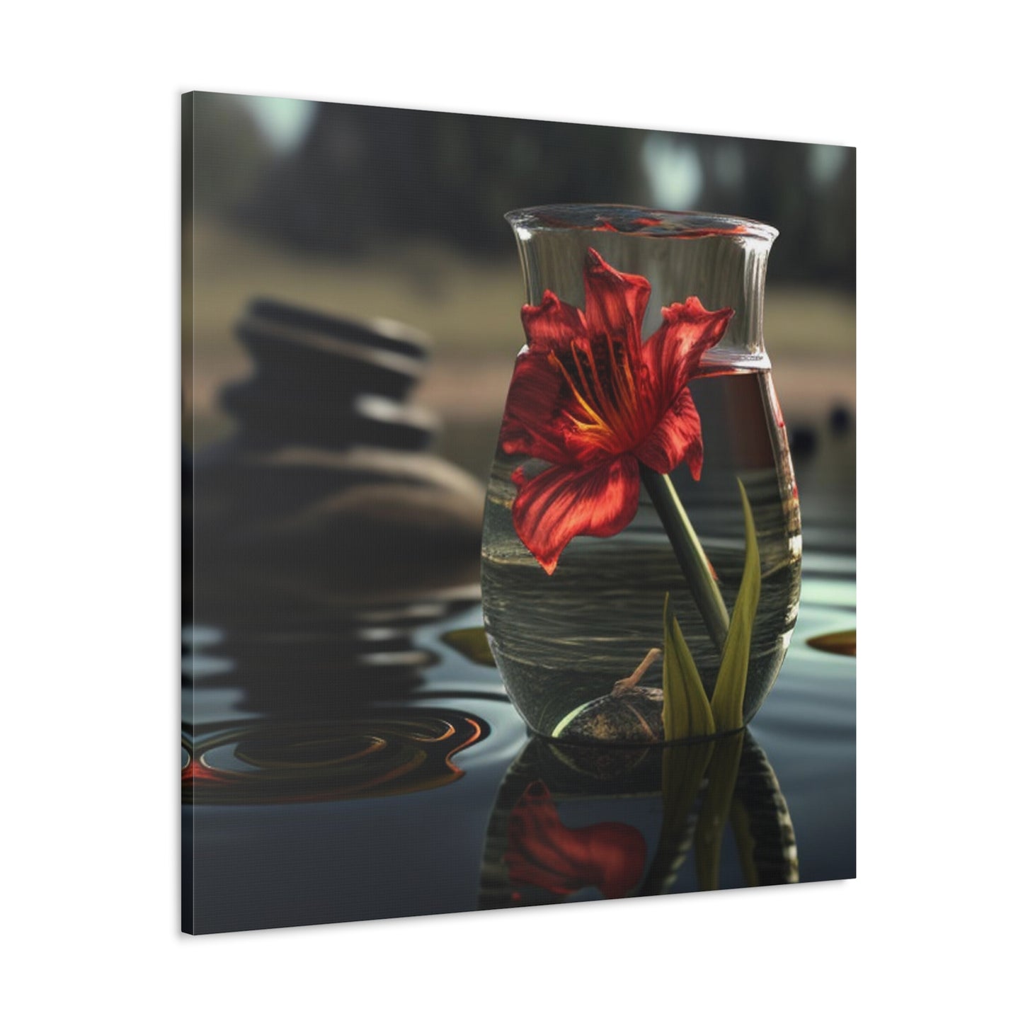 Canvas Gallery Wraps Red Lily in a Glass vase 4