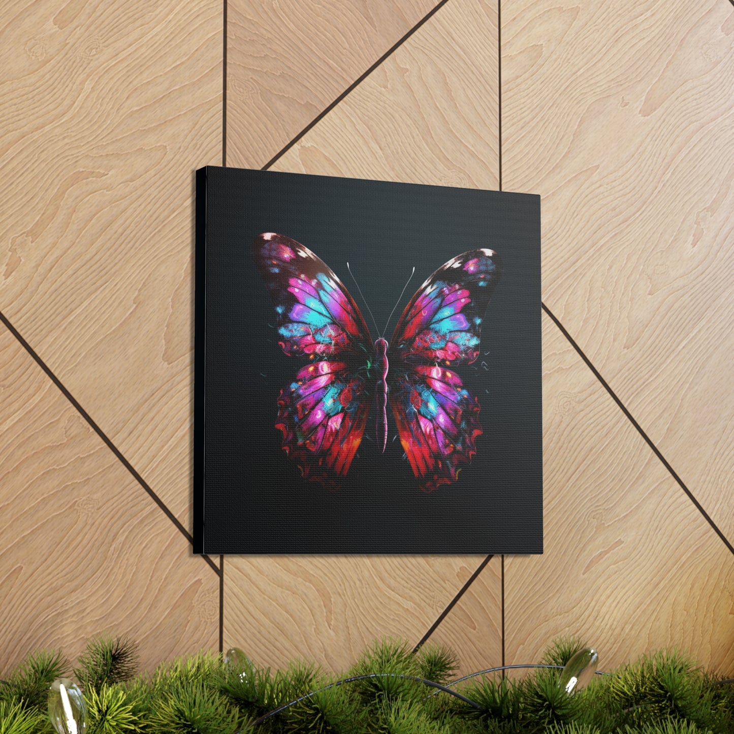 Canvas Gallery Wraps Hyper Colorful Butterfly Macro 3