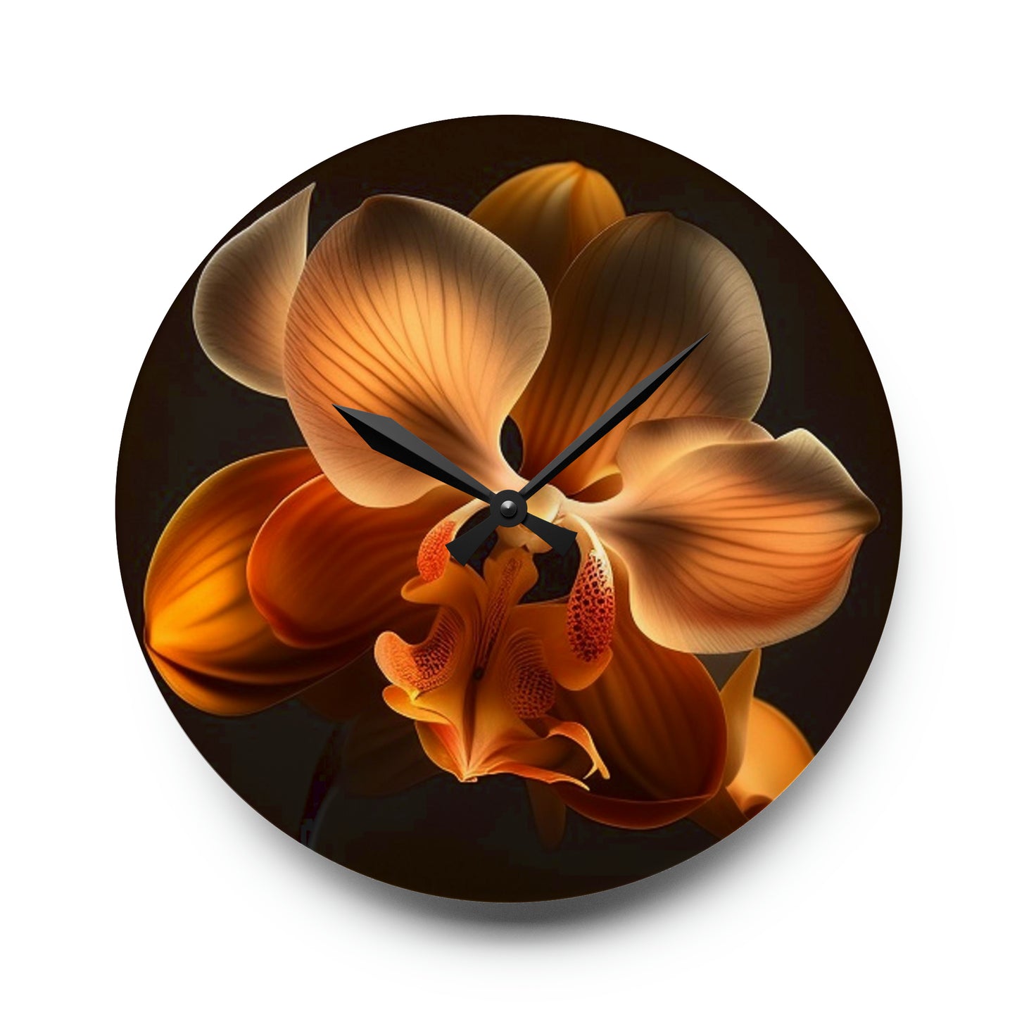 Acrylic Wall Clock Orange Orchid 2