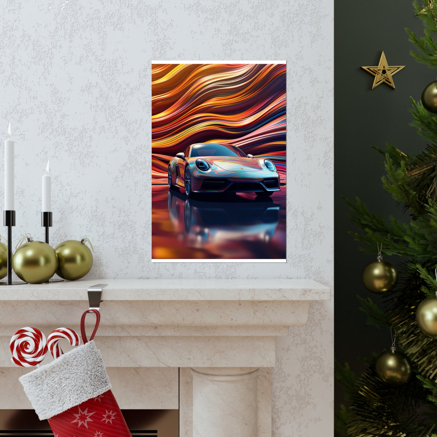 Premium Matte Vertical Posters Porsche Water Fusion 1