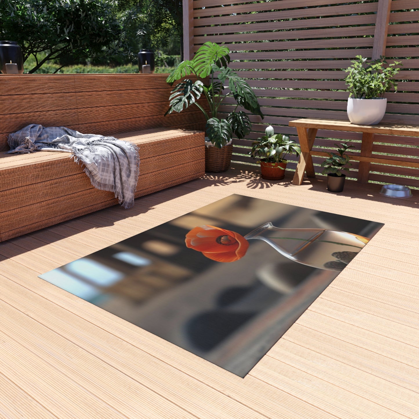 Outdoor Rug  Poppy in a Glass Vase 1