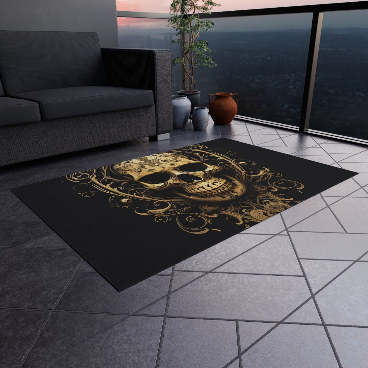 Outdoor Rug  Skull Treble Clef 3