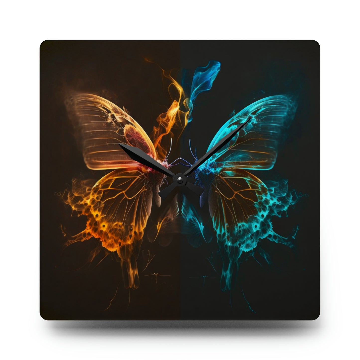 Acrylic Wall Clock Kiss Neon Butterfly 10