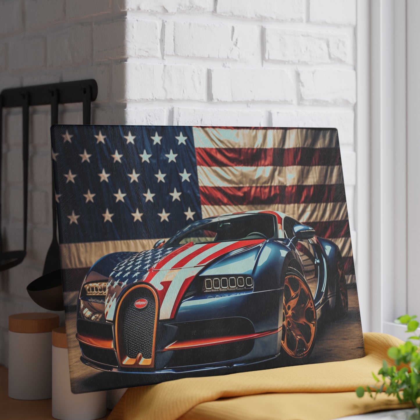 Glass Cutting Board Bugatti Flag American 4