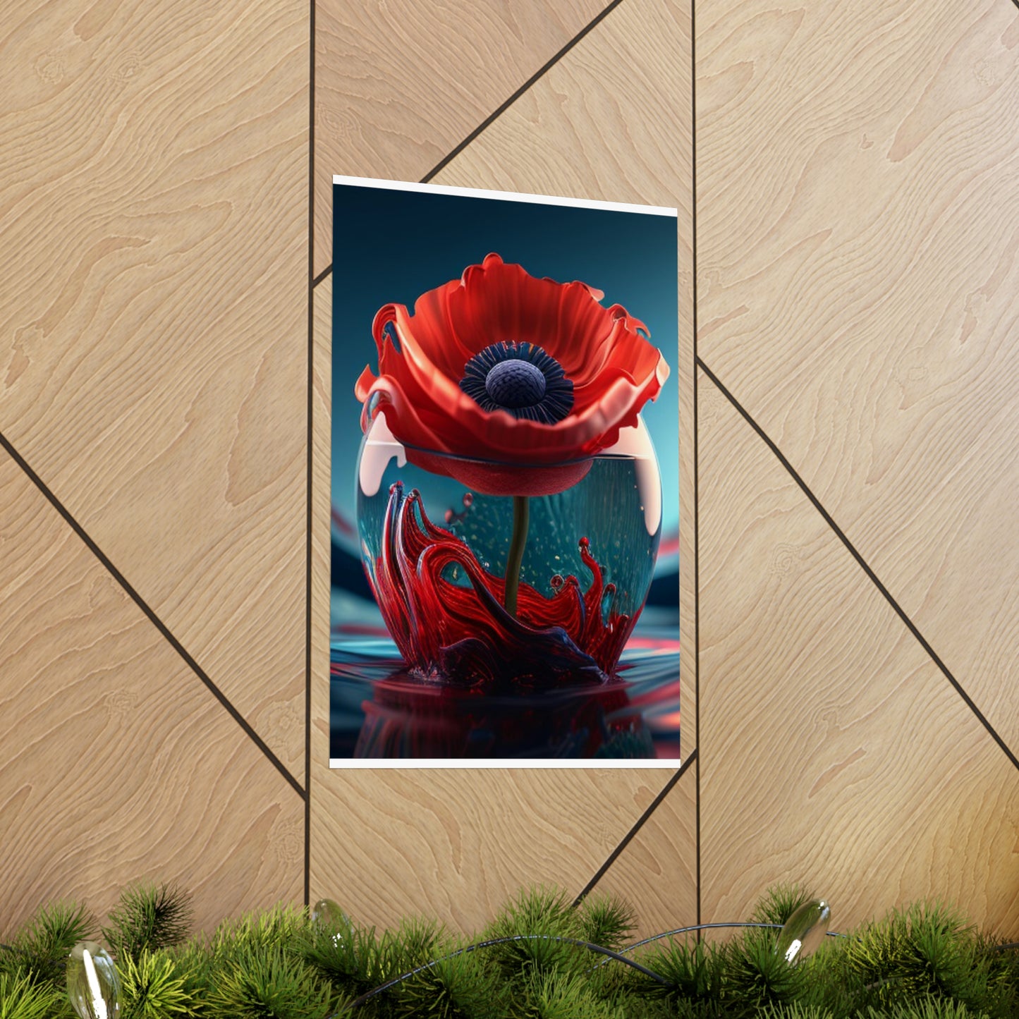 Premium Matte Vertical Posters Red Anemone in a Vase 2