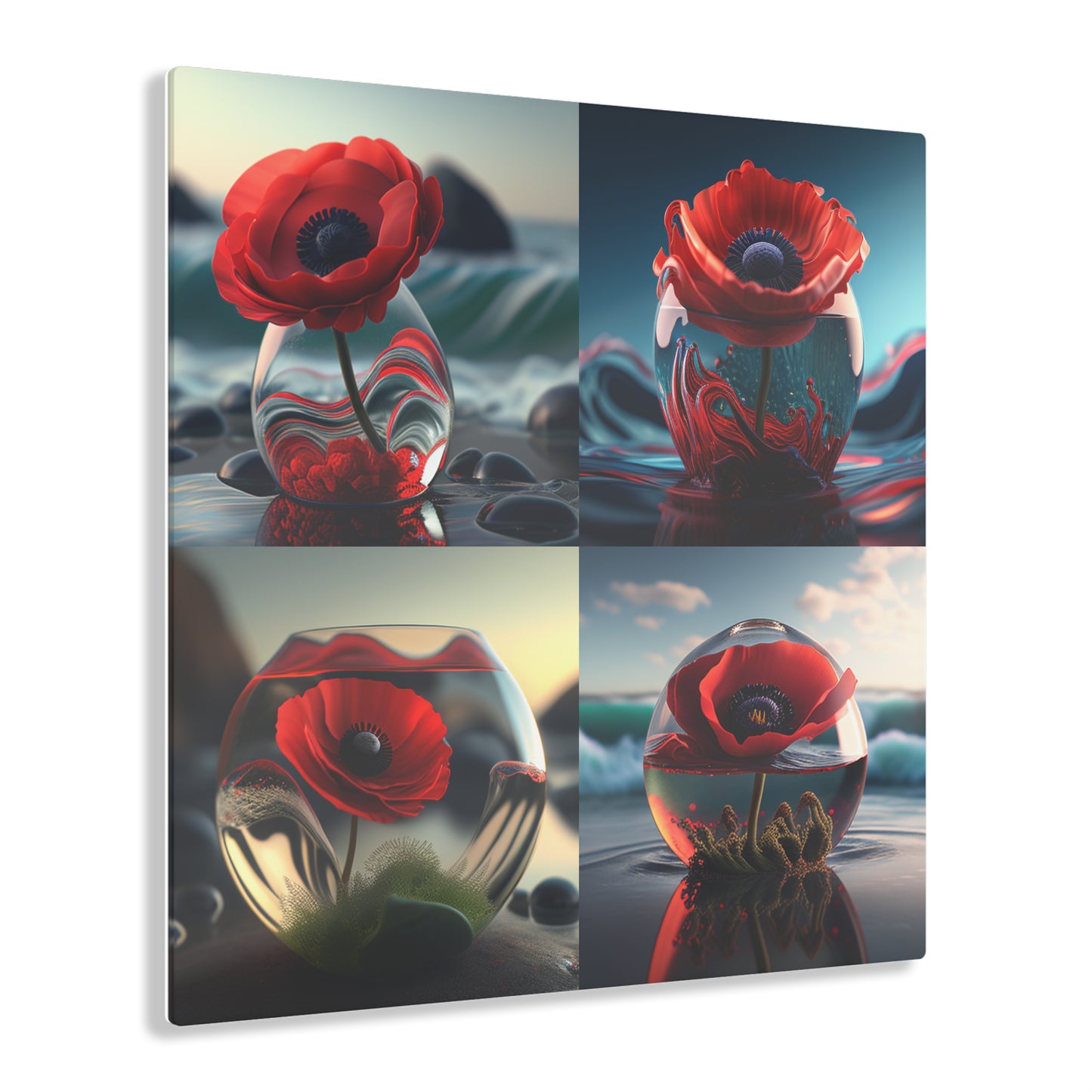 Acrylic Prints Red Anemone in a Vase 5