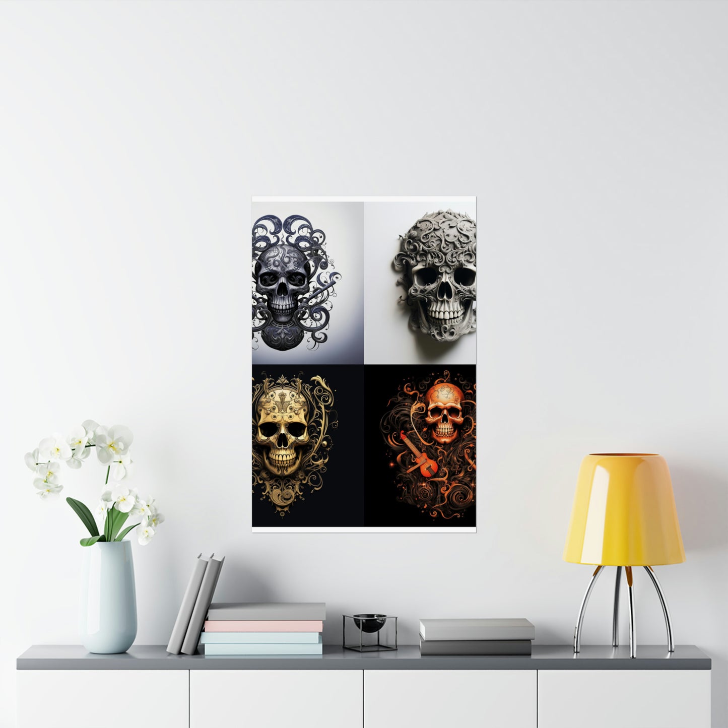 Premium Matte Vertical Posters Skull Treble Clef 5