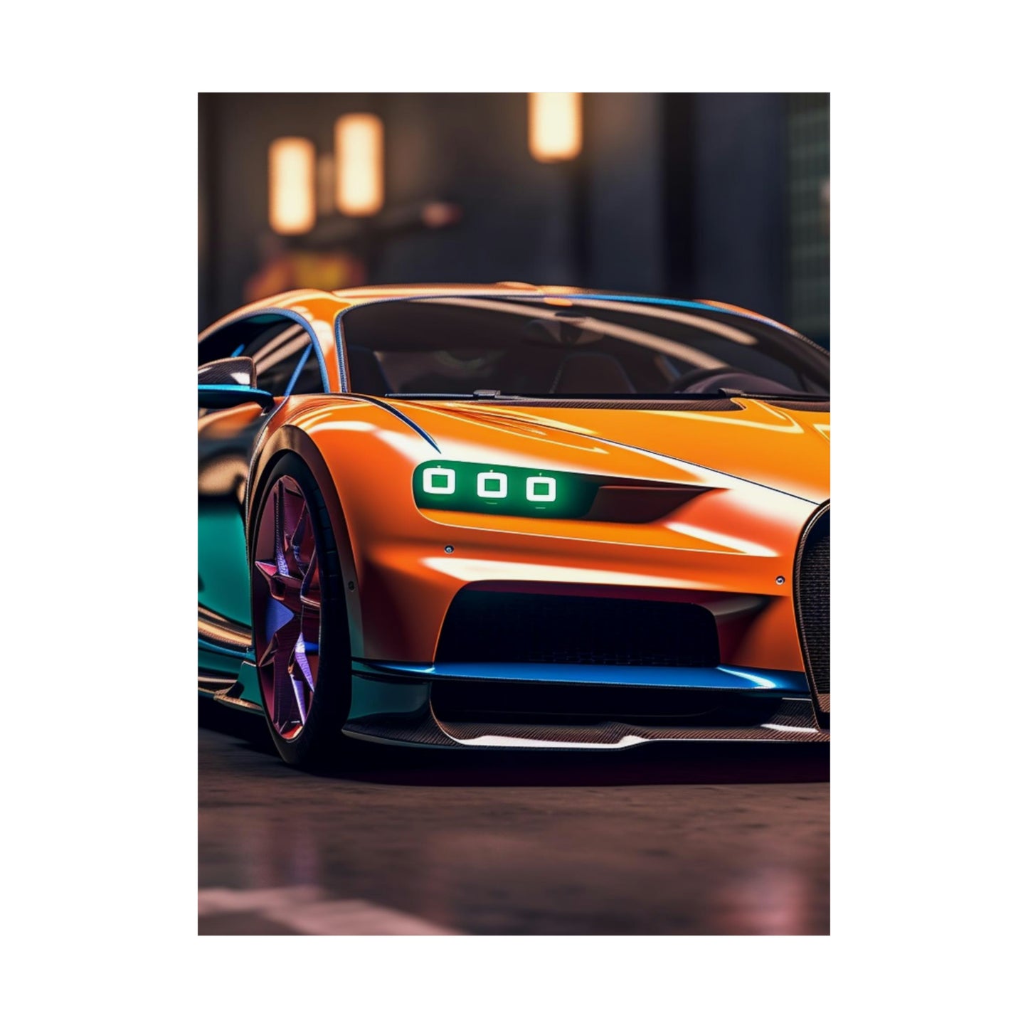 Premium Matte Vertical Posters Hyper Bugatti Neon Chiron 1