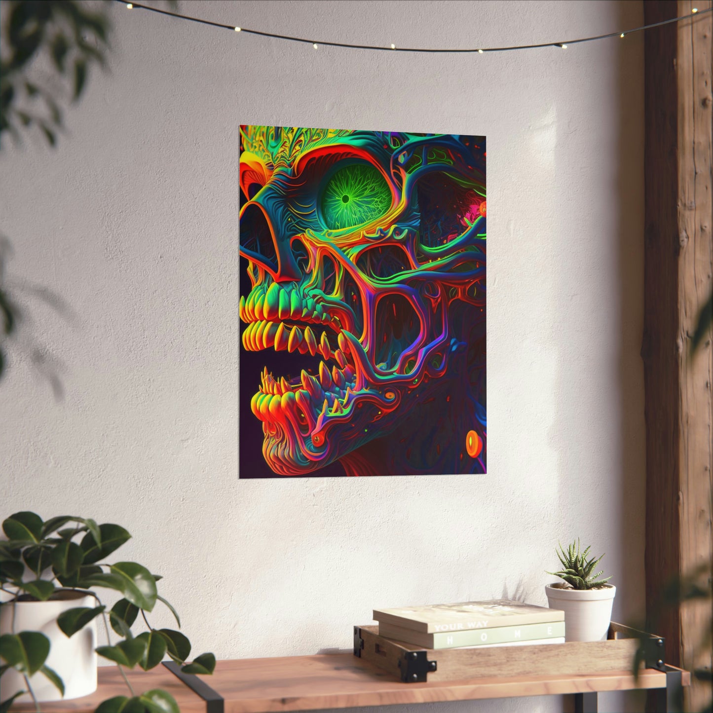 Premium Matte Vertical Posters Florescent Skull Death 1