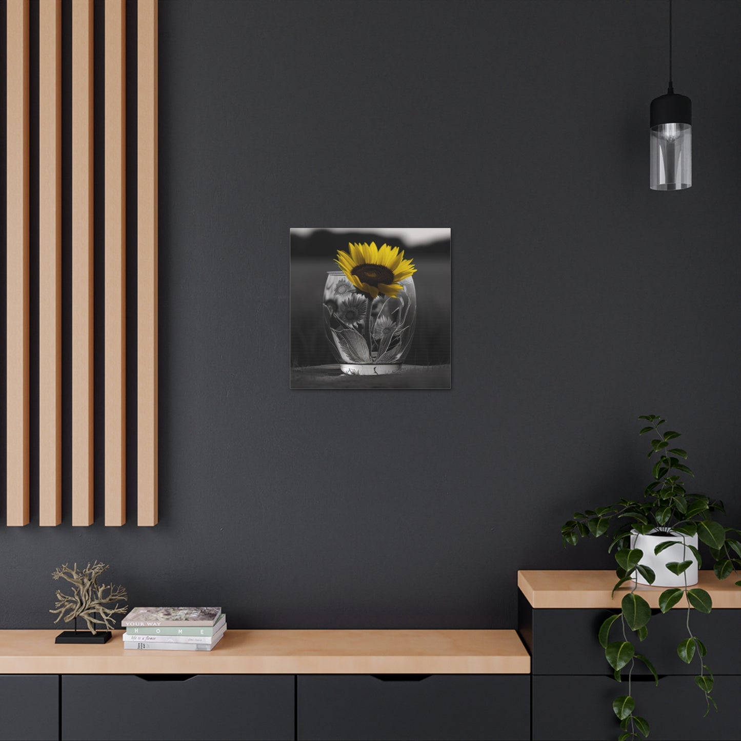 Canvas Gallery Wraps Yellw Sunflower in a vase 1