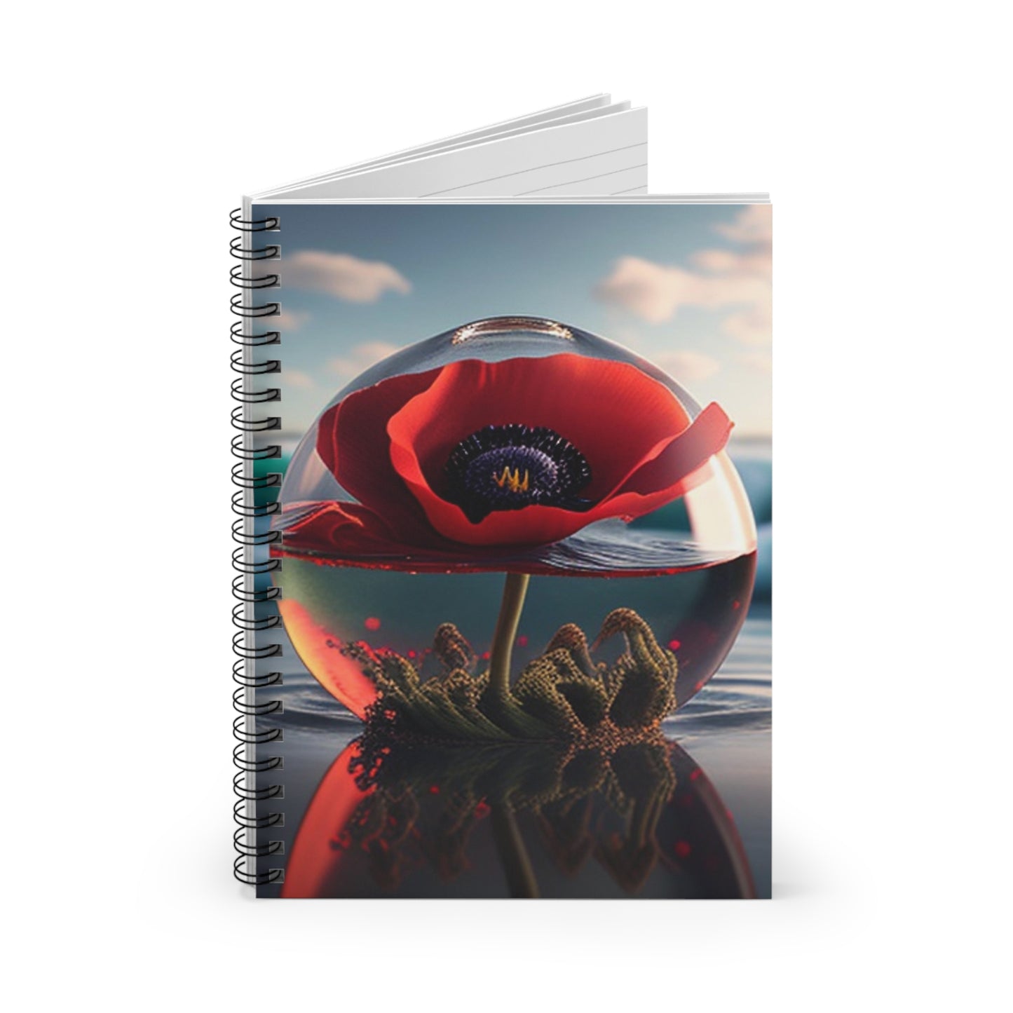 Spiral Notebook - Ruled Line Red Anemone in a Vase 4